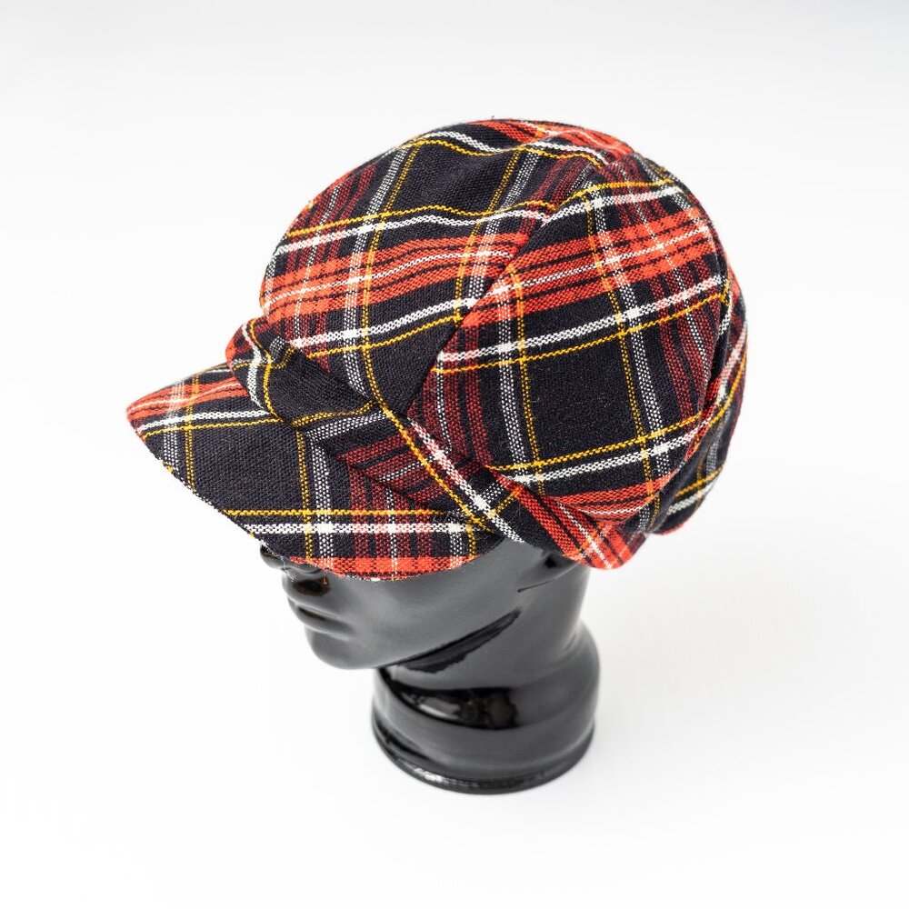 Upcycled Vintage Wool Plaid Newsboy Cap, Cabbie Hat, Paperboy Hat